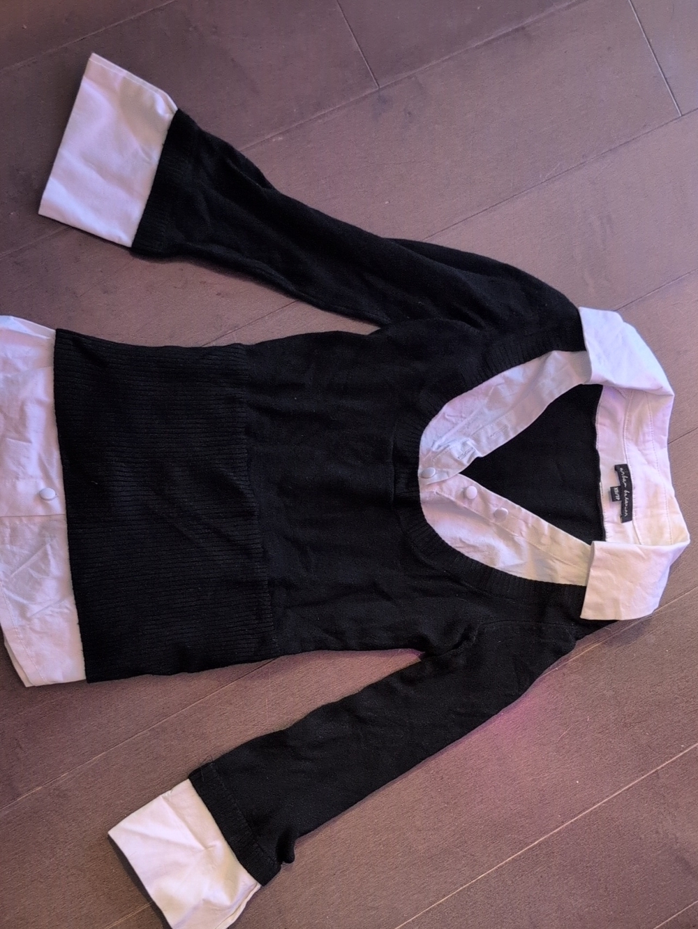 Black Sweater with White Collar & Cuffs